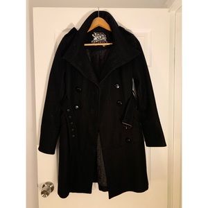 Guess Black Wool Trench Coat